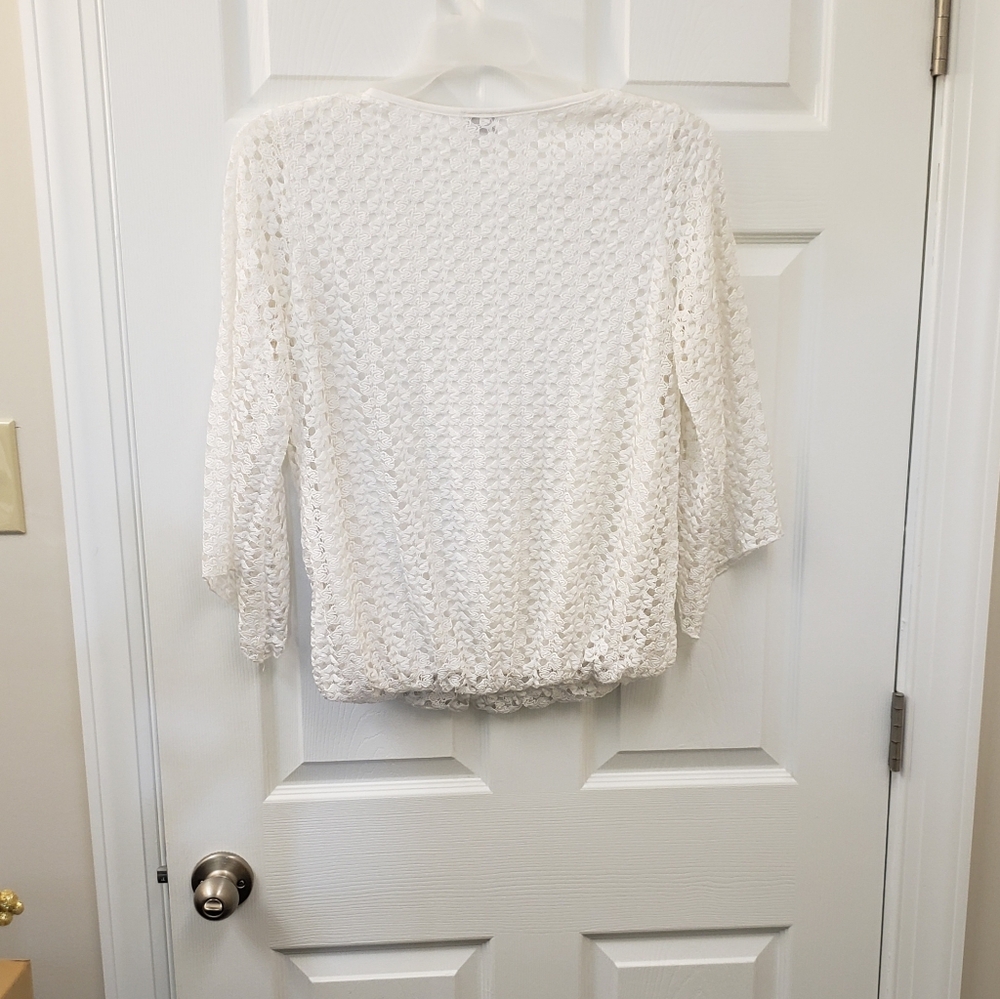 Karen Hart, white lined, bell sleeve, pull over, lightweight blouse, top, LG - Picture 8 of 8